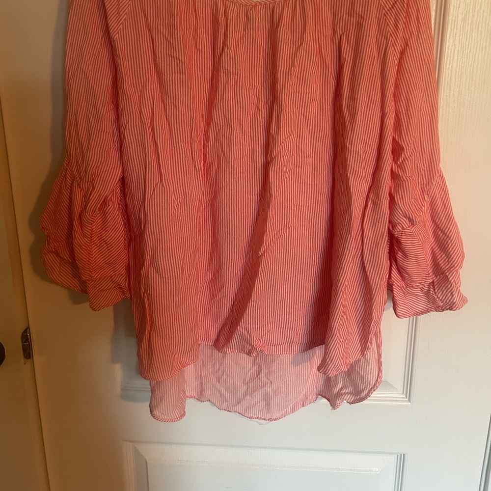 Cupio Pink Tie Front Soft 3/4 Sleeve Top